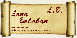 Lana Balaban vizit kartica